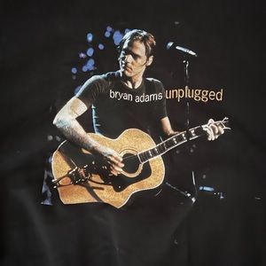 Vintage 90s Bryan Adams Unplugged crewneck band tee black size XL